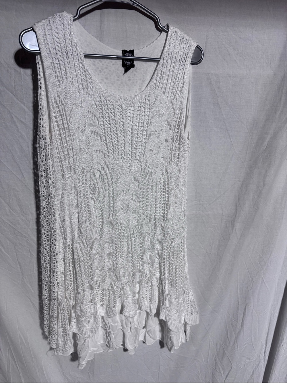 Le Marais Paris white boho crochet top dress Size Large
